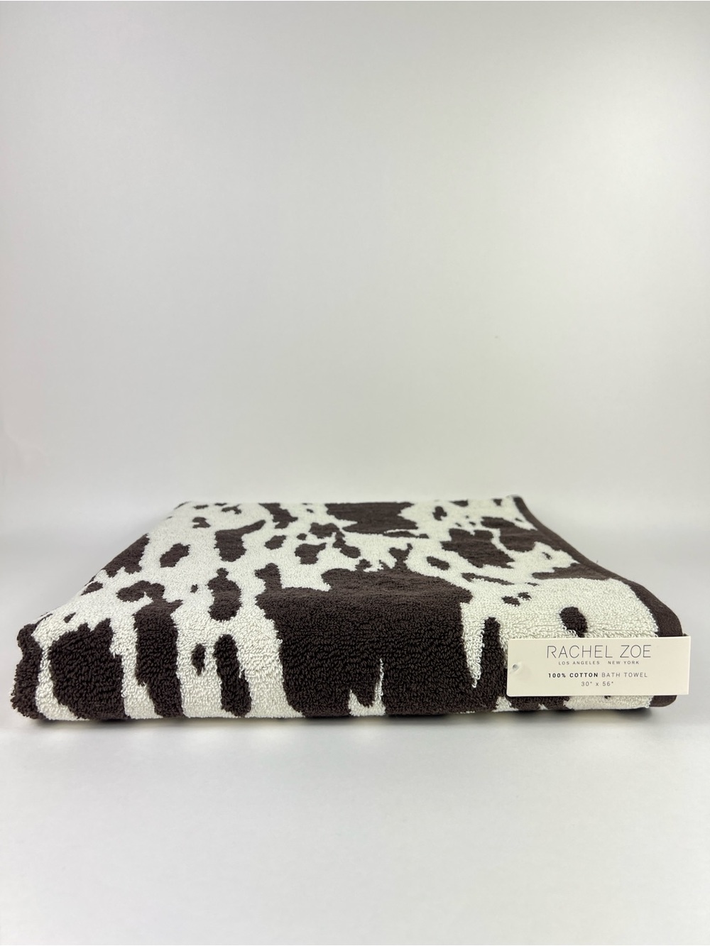 Rachel Zoe Bath Towel Cow Print Brown and Cream Soft 100% Cotton 1 Pc NEW